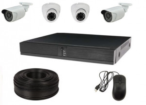 Комплект IP-видеонаблюдения на 4 камеры с микрофонами "улица + помещение" 4 МП (2K)