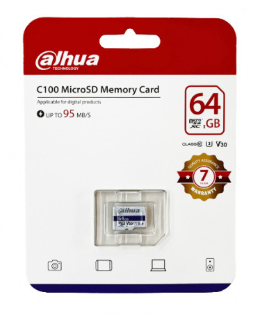 Карта памяти MicroSD Dahua 64GB C100 Class 10, U3, V30 